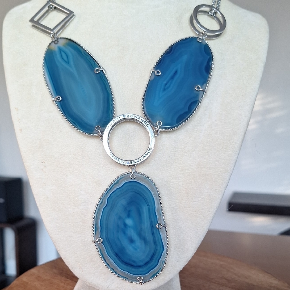 Armani Exchange Blue Agate Necklace